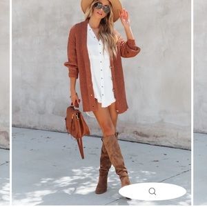 VICI STAY COZY KNIT CARDIGAN CAMEL COLOR SIZE MEDIUM NEW IN PACKAGE WTAGS